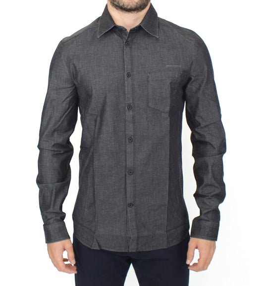Ermanno Scervino Denim Jeans Cotton Casual Gray Stretch Shirt Ermanno Scervino
