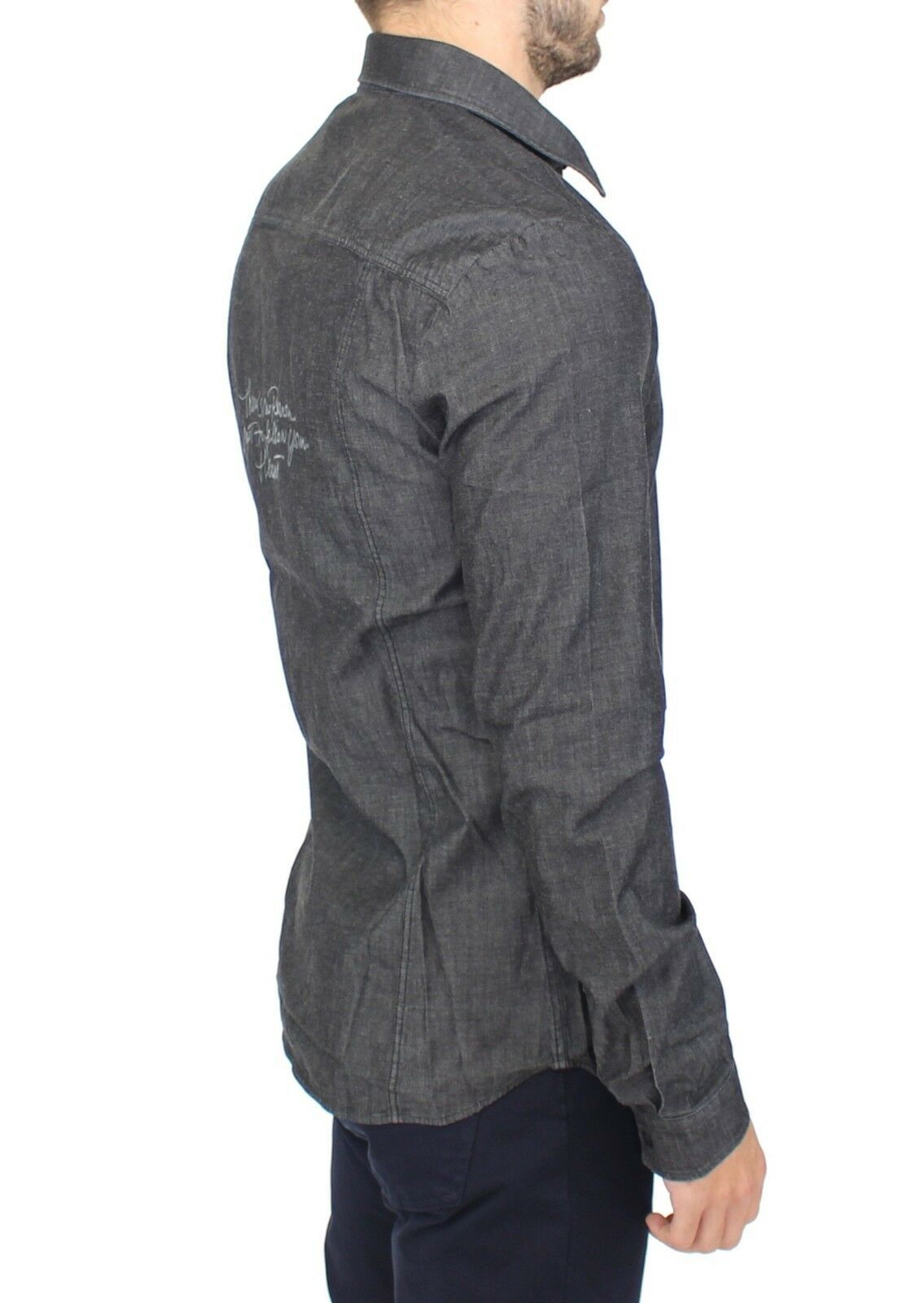 Ermanno Scervino Denim Jeans Cotton Casual Gray Stretch Shirt Ermanno Scervino