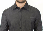 Ermanno Scervino Denim Jeans Cotton Casual Gray Stretch Shirt