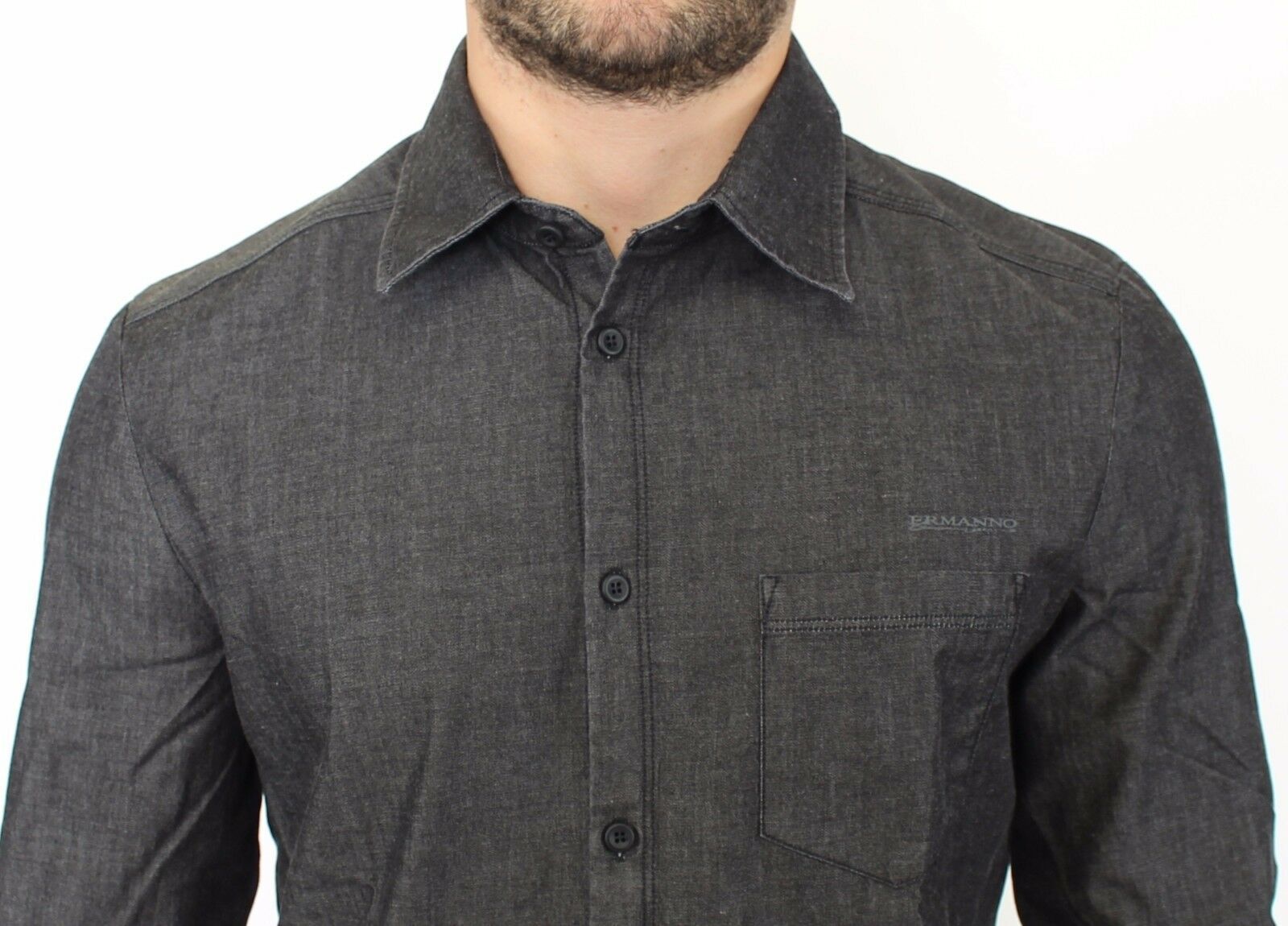 Ermanno Scervino Denim Jeans Cotton Casual Gray Stretch Shirt Ermanno Scervino