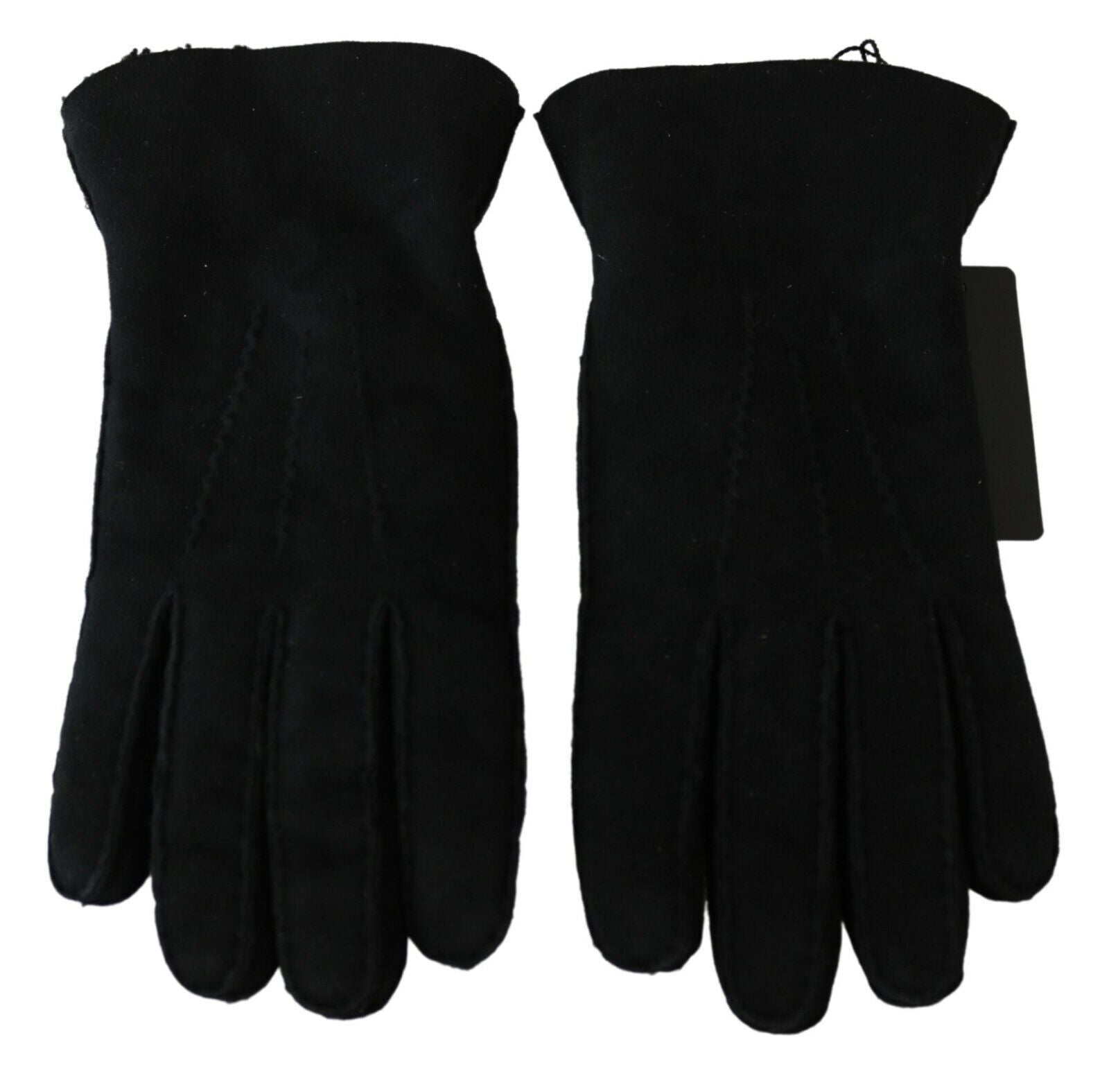Dolce & Gabbana Black Leather Motorcycle Biker Mitten Gloves Dolce & Gabbana