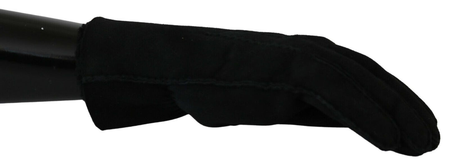 Dolce & Gabbana Black Leather Motorcycle Biker Mitten Gloves Dolce & Gabbana