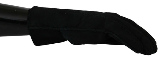 Dolce & Gabbana Black Leather Motorcycle Biker Mitten Gloves Dolce & Gabbana