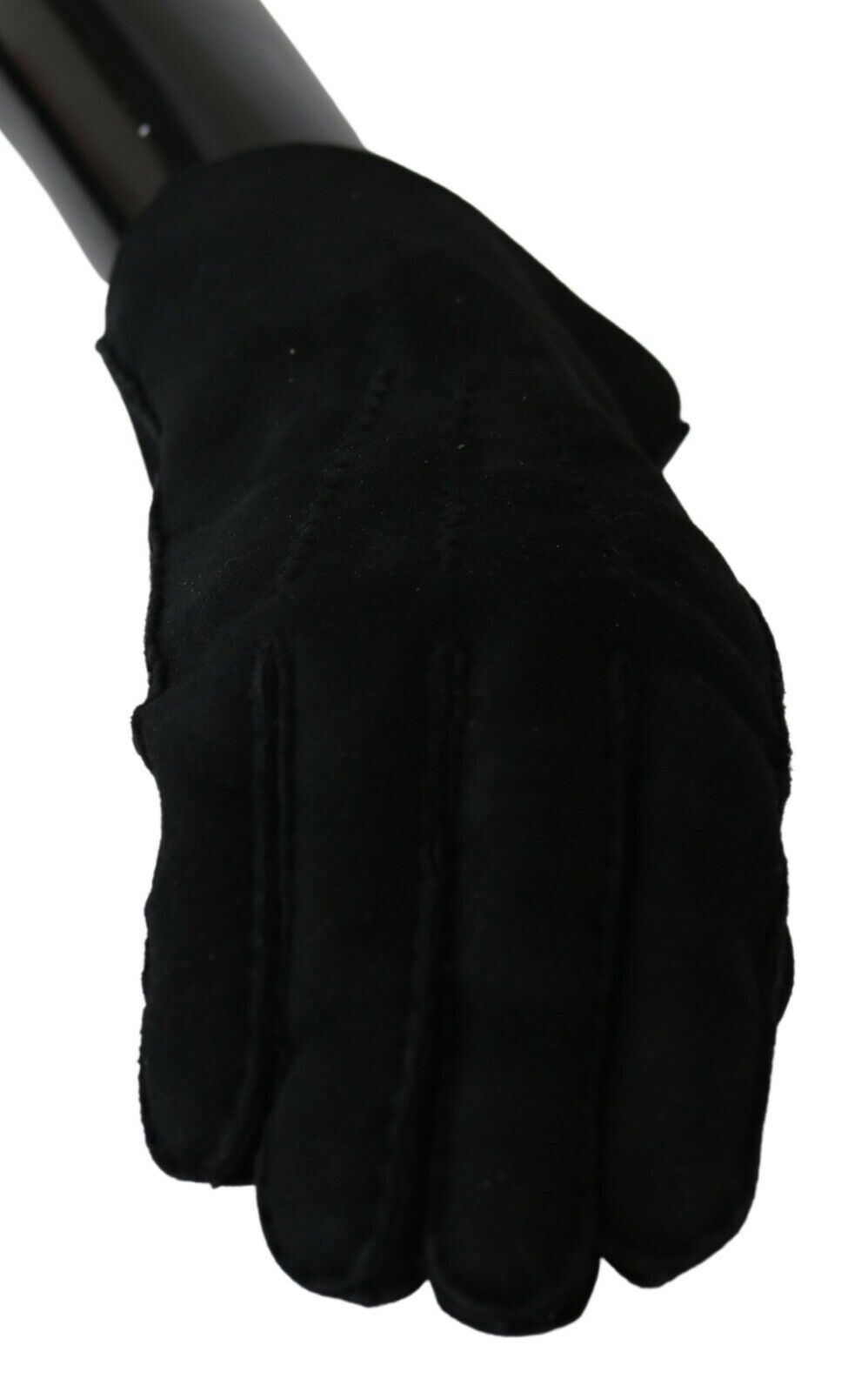 Dolce & Gabbana Black Leather Motorcycle Biker Mitten Gloves Dolce & Gabbana
