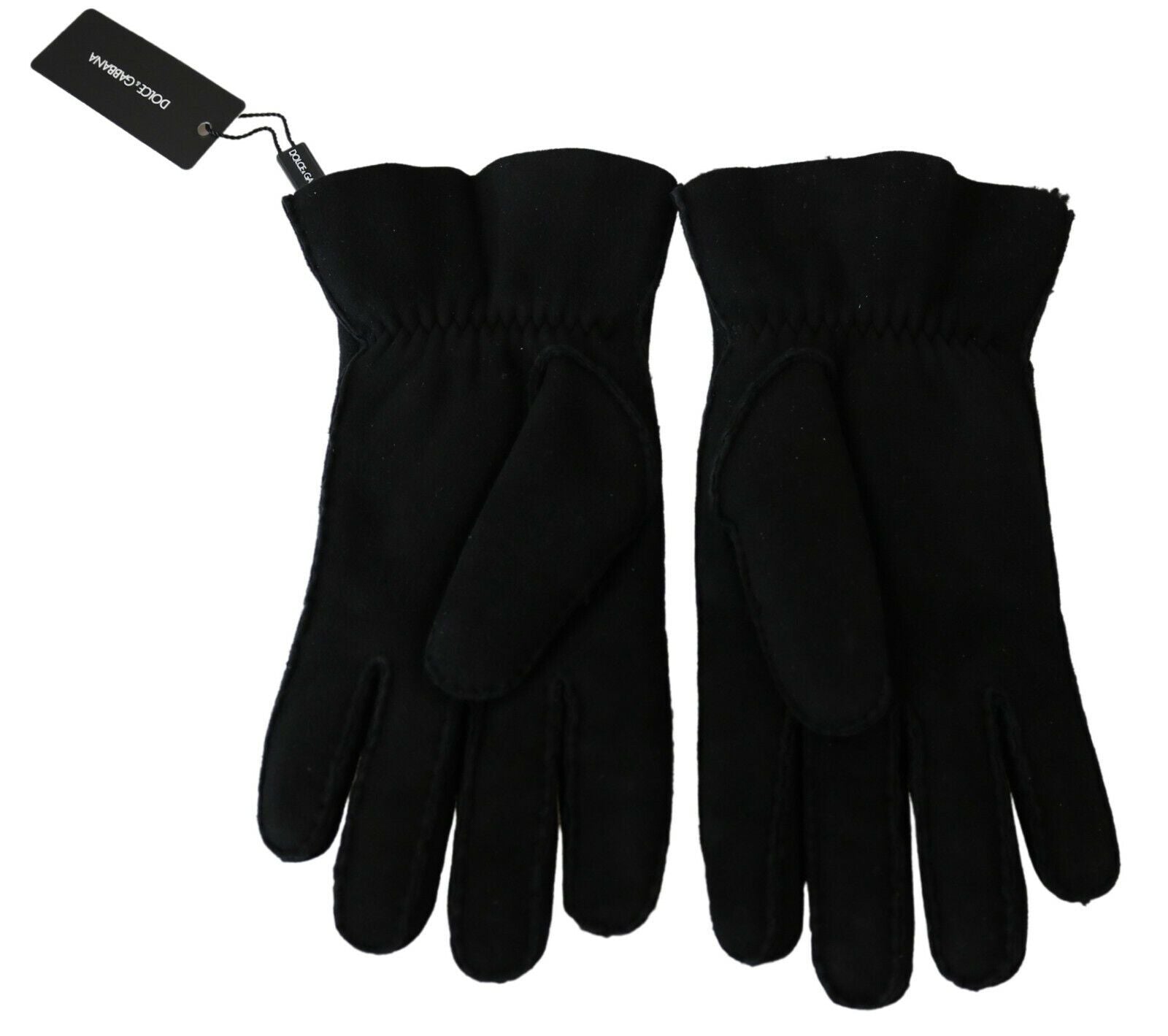 Dolce & Gabbana Black Leather Motorcycle Biker Mitten Gloves Dolce & Gabbana