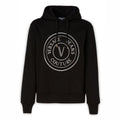 Versace Jeans Black Cotton Logo Details Hooded Sweatshirt