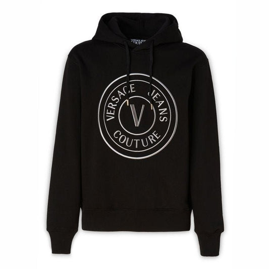 Versace Jeans Stunning Hooded Black Cotton Sweatshirt Versace Jeans