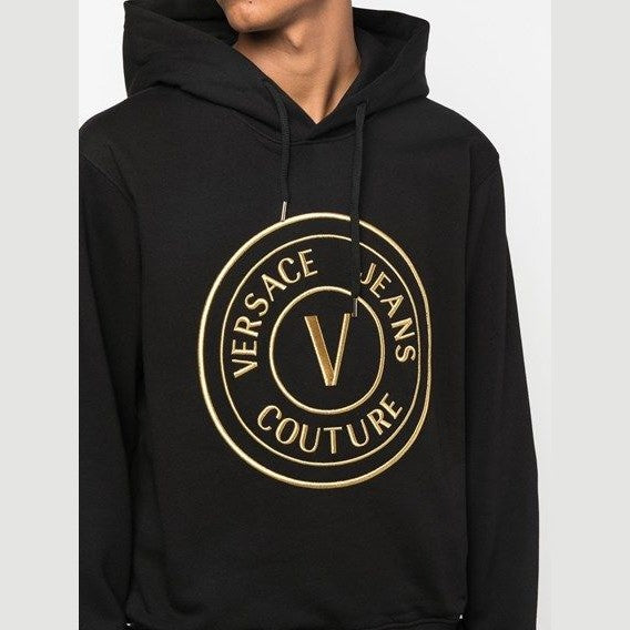 Versace Jeans Chic Black Hooded Sweatshirt