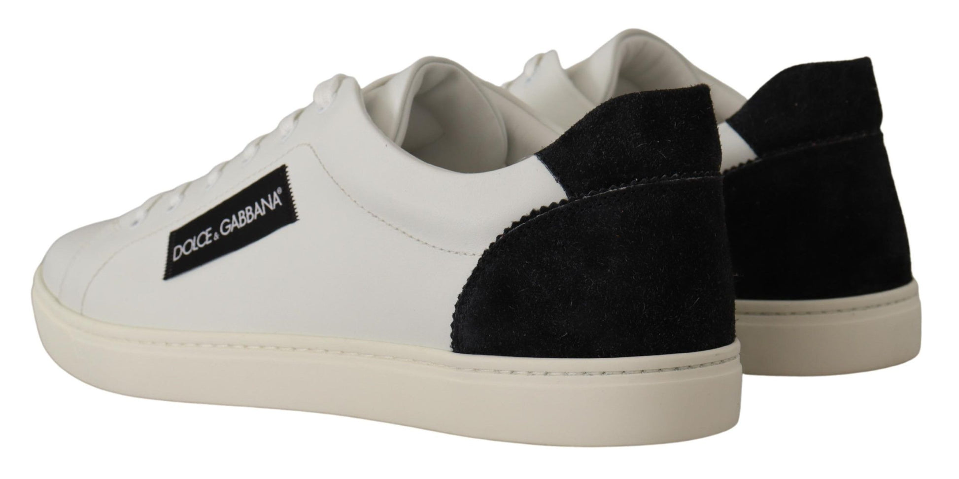Dolce & Gabbana White Black Leather Low Shoes Sneakers Dolce & Gabbana