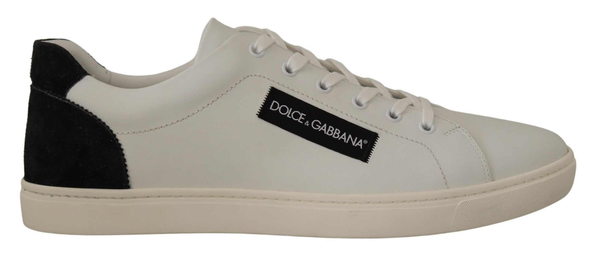 Dolce & Gabbana White Black Leather Low Shoes Sneakers Dolce & Gabbana