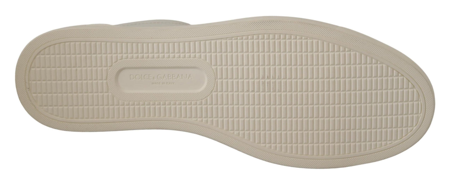 Dolce & Gabbana White Black Leather Low Shoes Sneakers Dolce & Gabbana