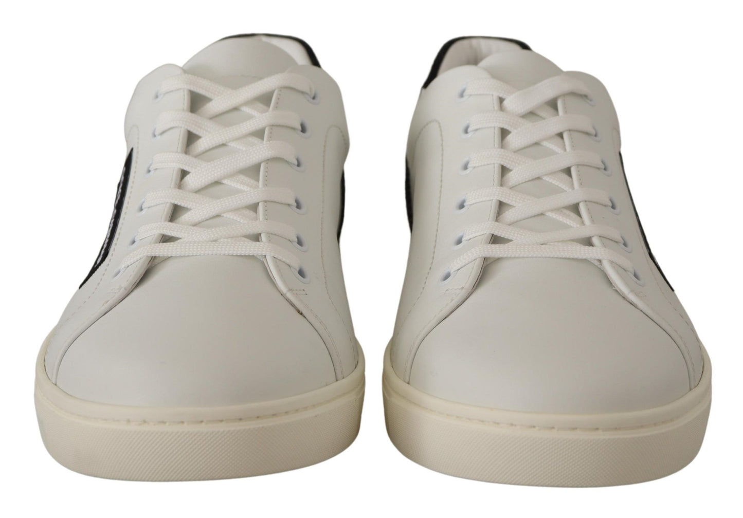 Dolce & Gabbana White Black Leather Low Shoes Sneakers Dolce & Gabbana