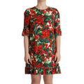 Dolce & Gabbana Multicolor Red Floral Shift Gown Dress