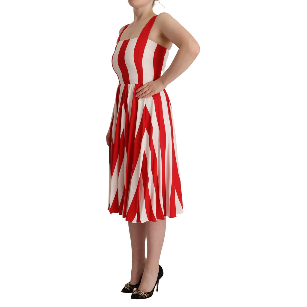 Dolce & Gabbana White Red Stretch Shift A-line Gown Dress