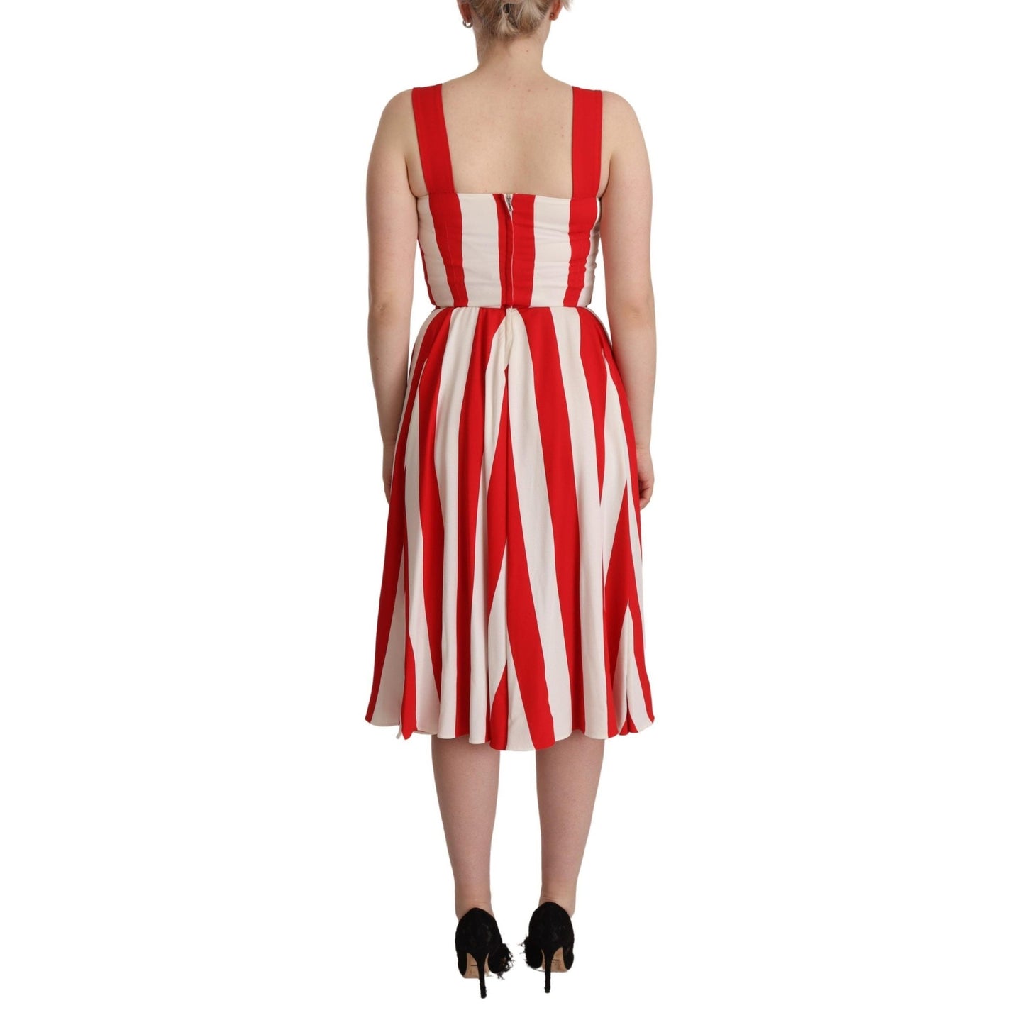 Dolce & Gabbana White Red Stretch Shift A-line Gown Dress