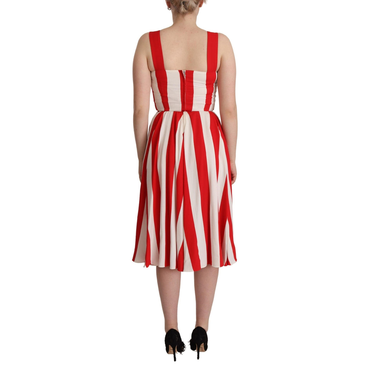 Dolce & Gabbana White Red Stretch Shift A-line Gown Dress