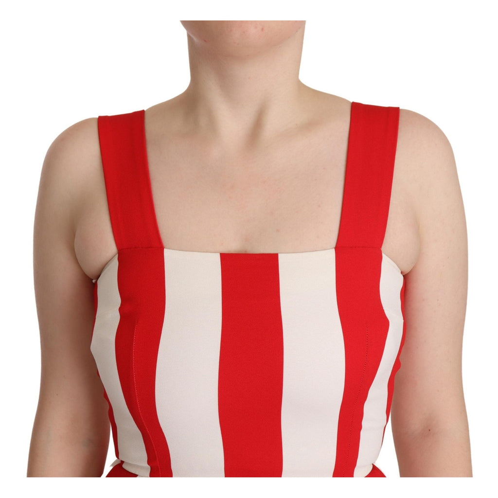 Dolce & Gabbana White Red Stretch Shift A-line Gown Dress