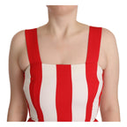 Dolce & Gabbana White Red Stretch Shift A-line Gown Dress