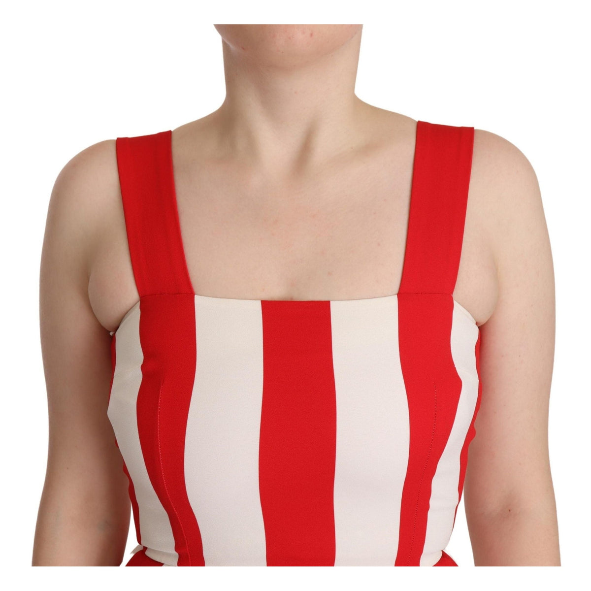 Dolce & Gabbana White Red Stretch Shift A-line Gown Dress