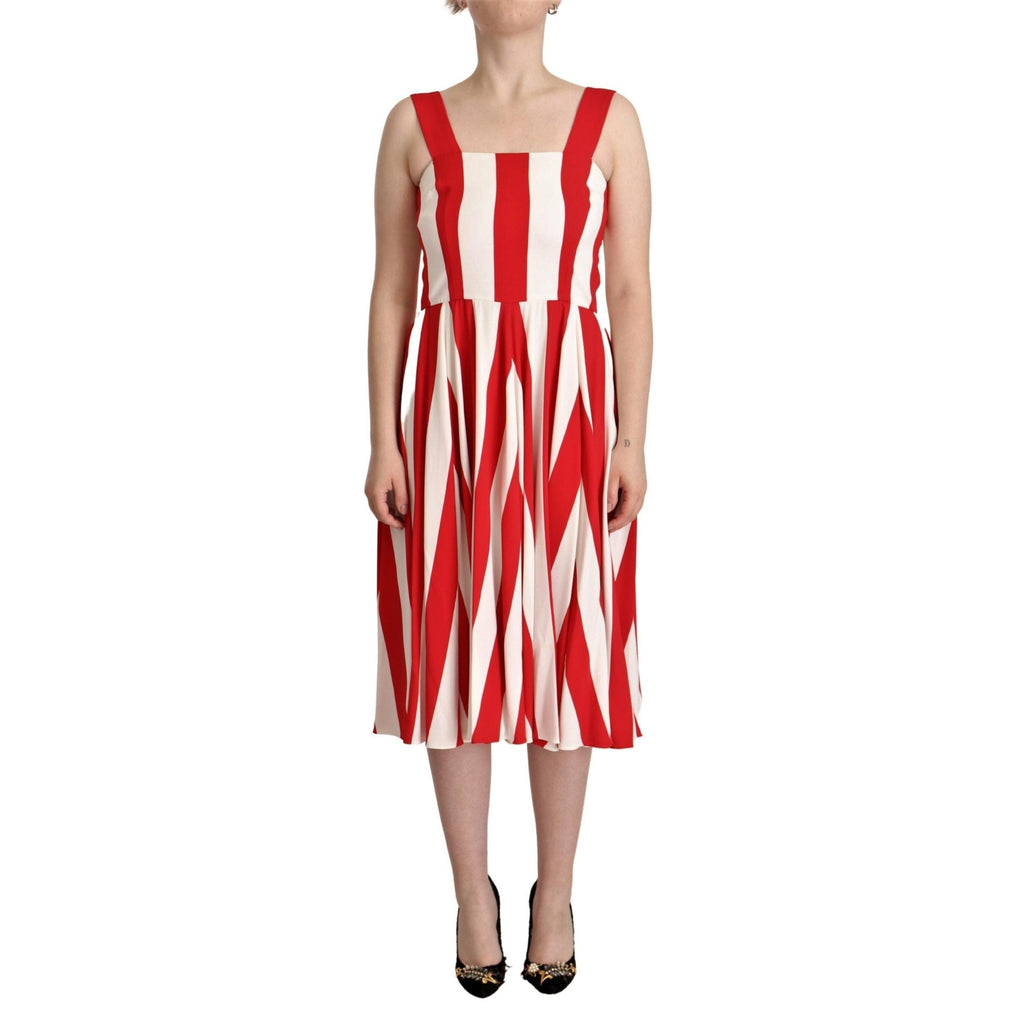 Dolce & Gabbana White Red Stretch Shift A-line Gown Dress