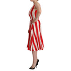 Dolce & Gabbana White Red Stretch Shift A-line Gown Dress