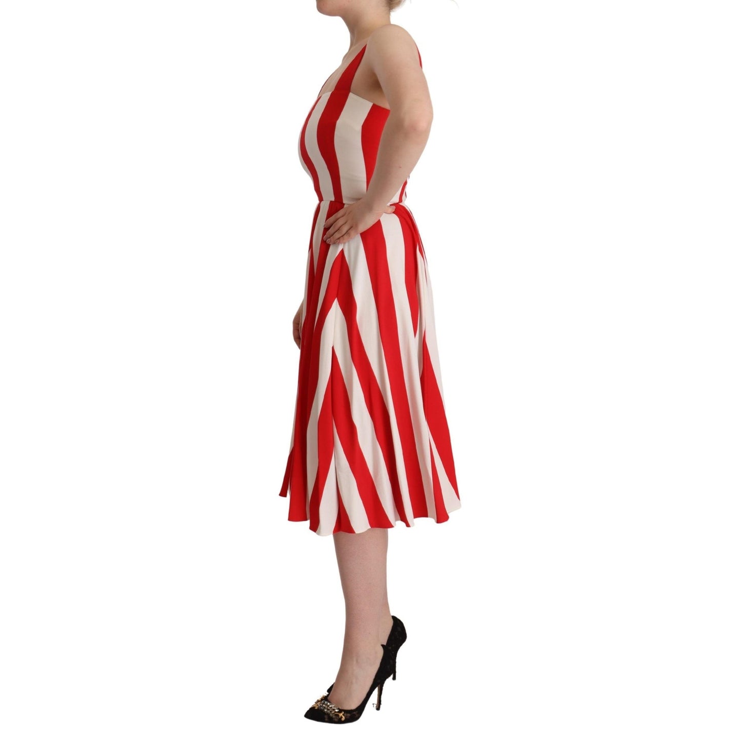 Dolce & Gabbana White Red Stretch Shift A-line Gown Dress