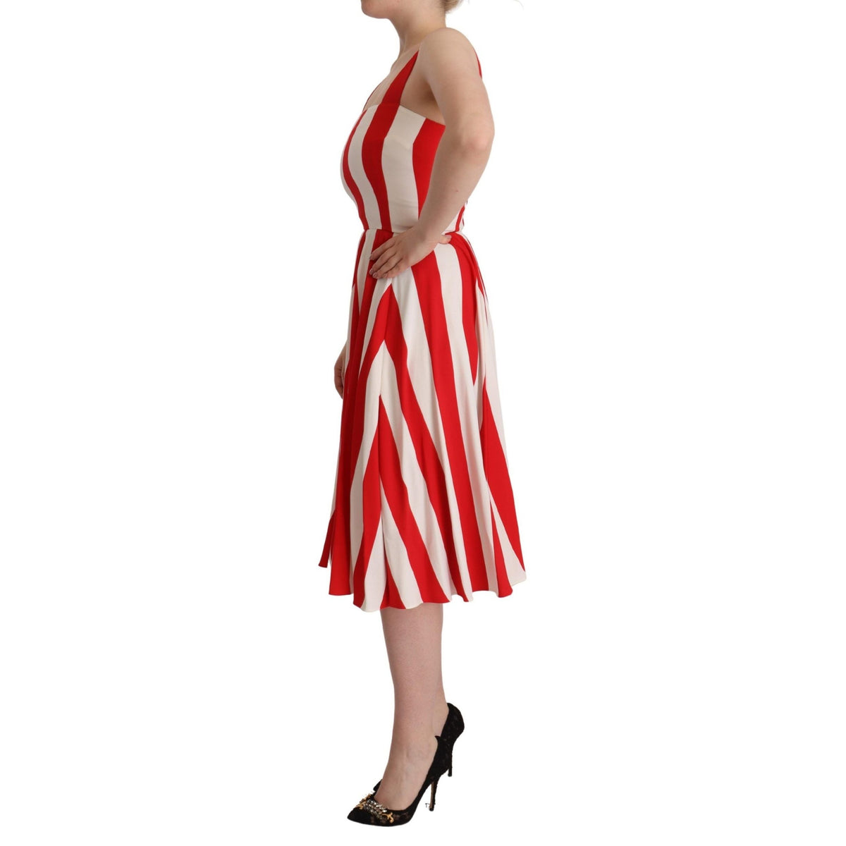Dolce & Gabbana White Red Stretch Shift A-line Gown Dress