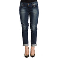 Acht Blue Washed Low Waist Skinny Denim Folded Hem Jeans
