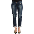 Acht Blue Washed Low Waist Skinny Denim Folded Hem Jeans