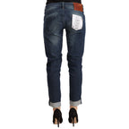 Acht Blue Washed Low Waist Skinny Denim Folded Hem Jeans