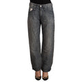 Acht Gray Washed Ramie Straight Denim Folded Hem Jeans