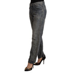 Acht Gray Washed Ramie Straight Denim Folded Hem Jeans