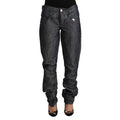 Acht Dark Gray Ramie Mid Wide Waist Straight Denim Jeans