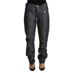 Acht Dark Gray Ramie Mid Wide Waist Straight Denim Jeans
