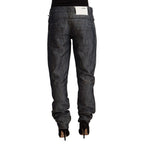 Acht Dark Gray Ramie Mid Wide Waist Straight Denim Jeans
