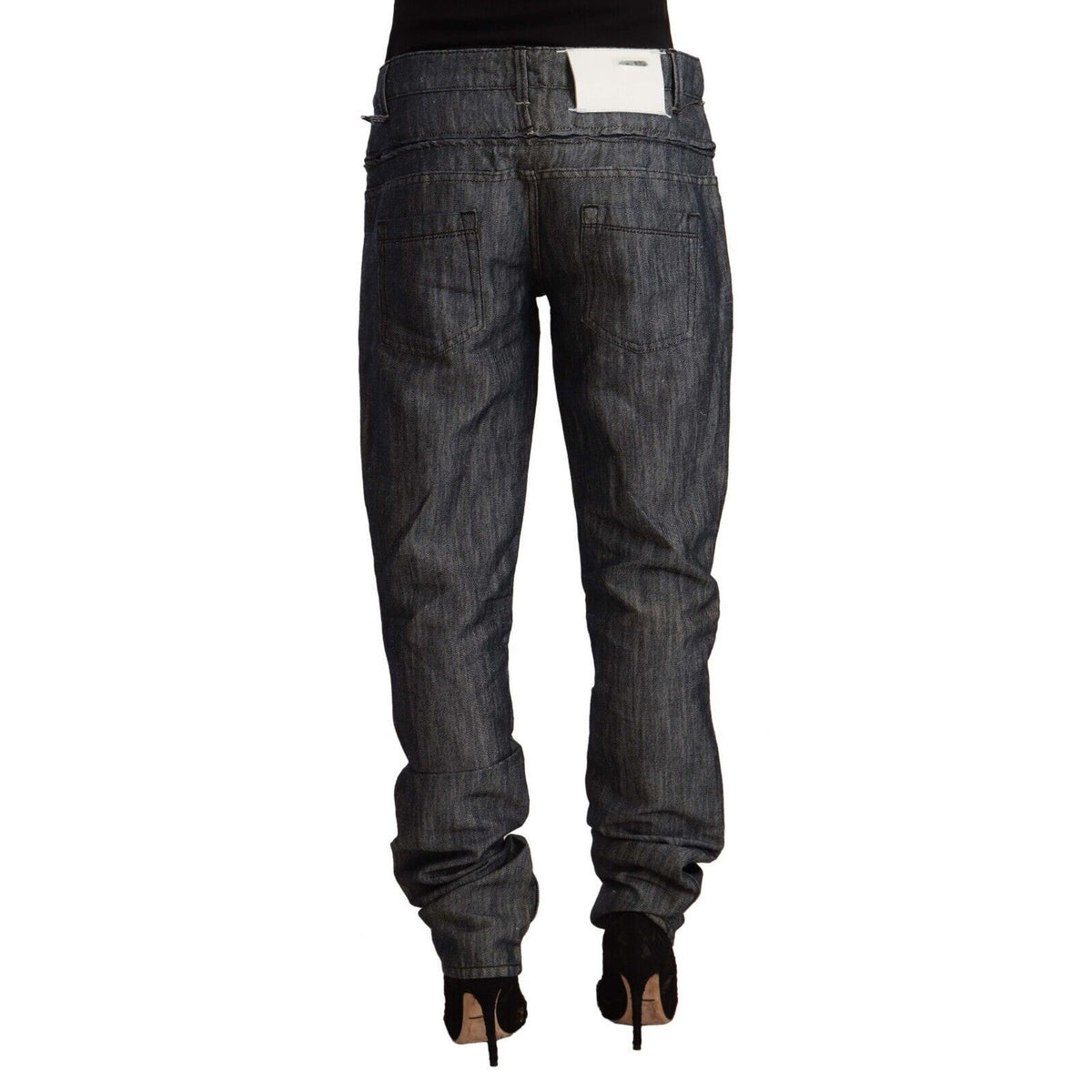 Acht Dark Gray Ramie Mid Wide Waist Straight Denim Jeans