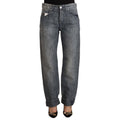 Acht Gray Washed Mid Waist Straight Denim Folded Hem Jeans