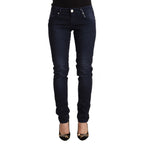 Acht Blue Washed Cotton Low Waist Slim Fit Denim Jeans