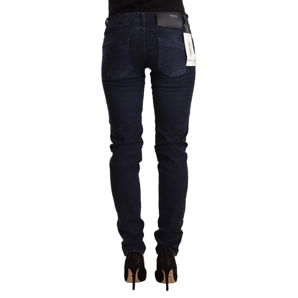 Acht Blue Washed Cotton Low Waist Slim Fit Denim Jeans