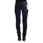 Acht Blue Washed Cotton Low Waist Slim Fit Denim Jeans