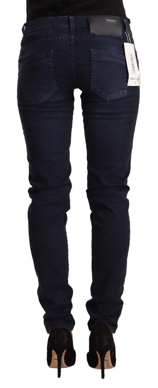Acht Blue Washed Cotton Low Waist Slim Fit Denim Jeans Acht