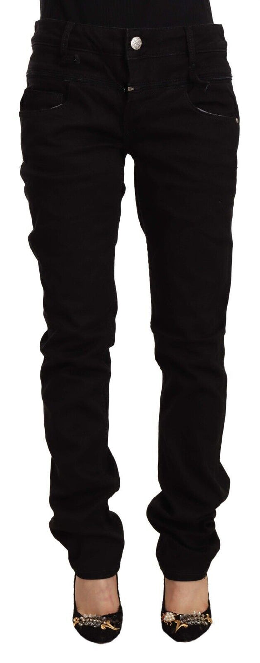 Acht Black Low Waist Cotton Stretch Denim Skinny Jeans Acht