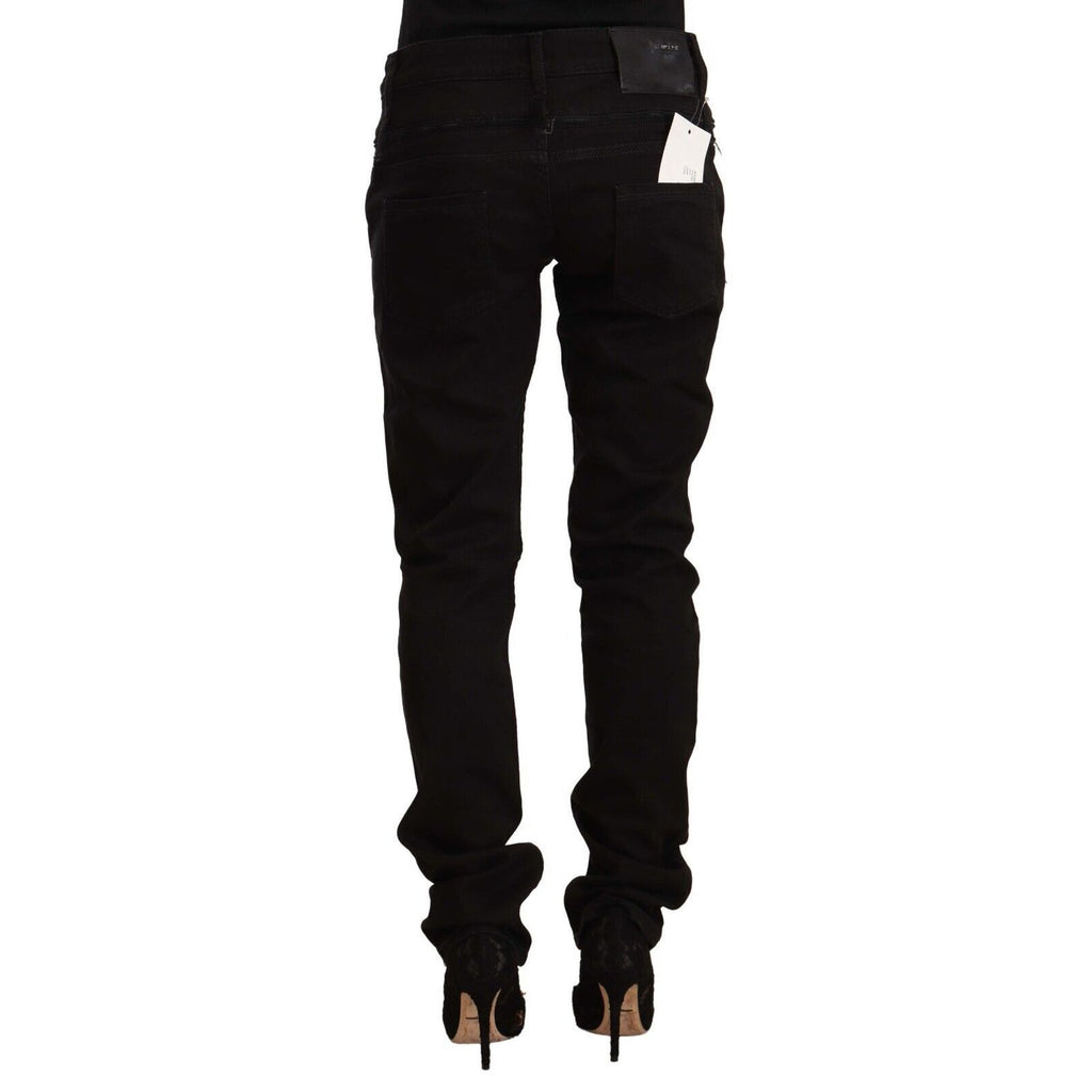 Acht Black Low Waist Cotton Stretch Denim Skinny Jeans