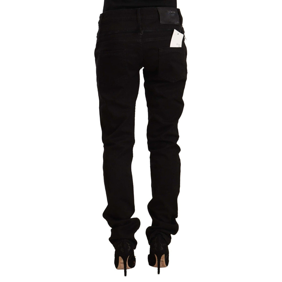 Acht Black Low Waist Cotton Stretch Denim Skinny Jeans