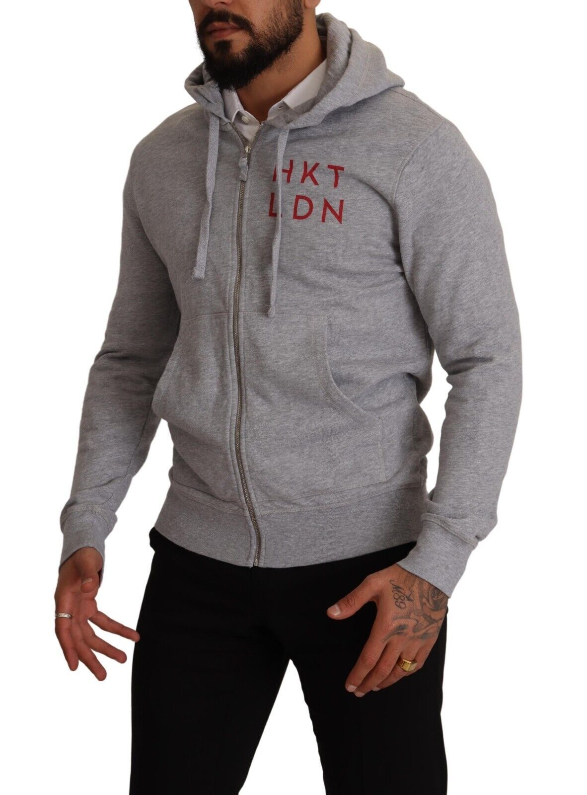 Hackett Gray Full Zip Hooded Cotton Sweatshirt Sweater Hackett