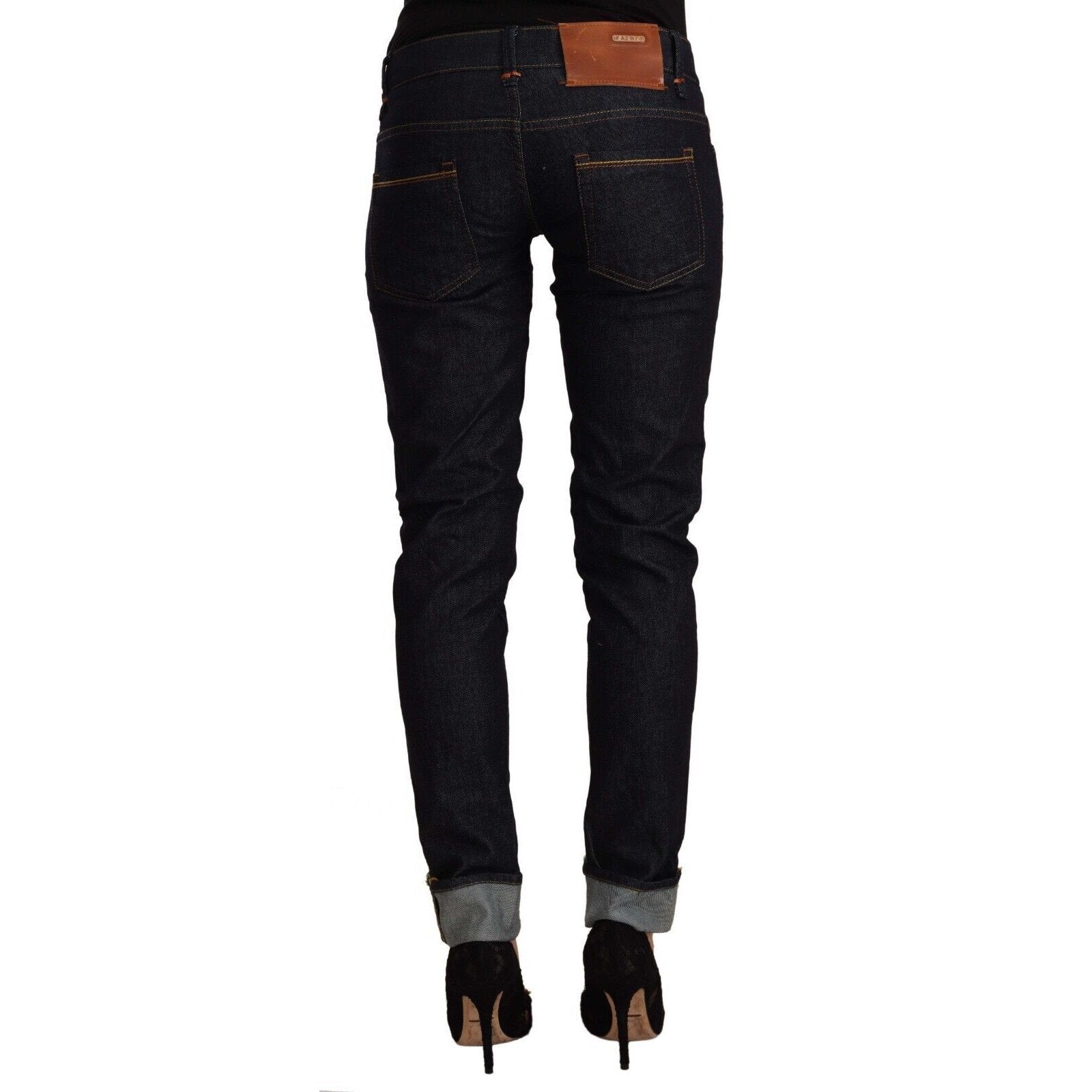 Acht Black Cotton Low Waist Slim Fit Denim Jeans Acht