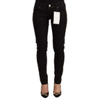 Acht Black Cotton Low Waist Skinny Denim Jeans