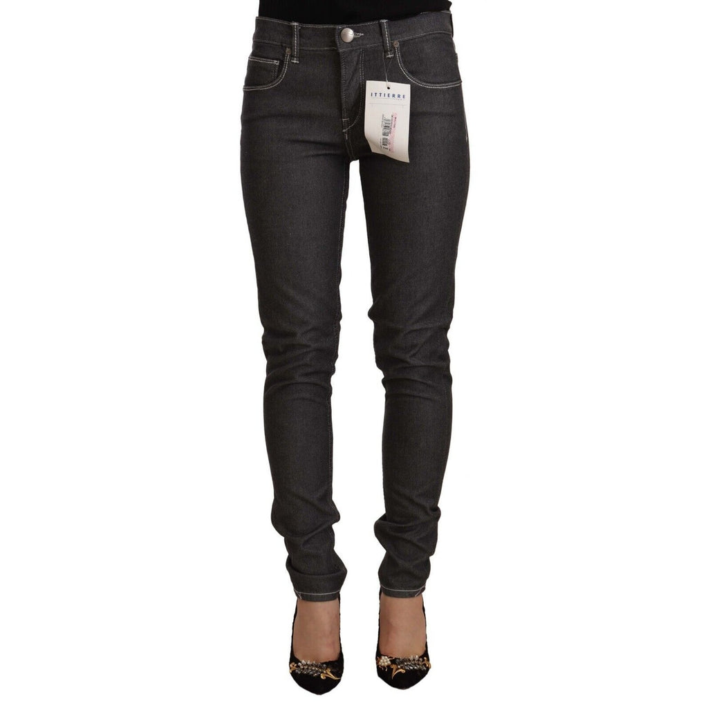 Acht Black Low Waist Skinny Denim Slim Fit Jeans
