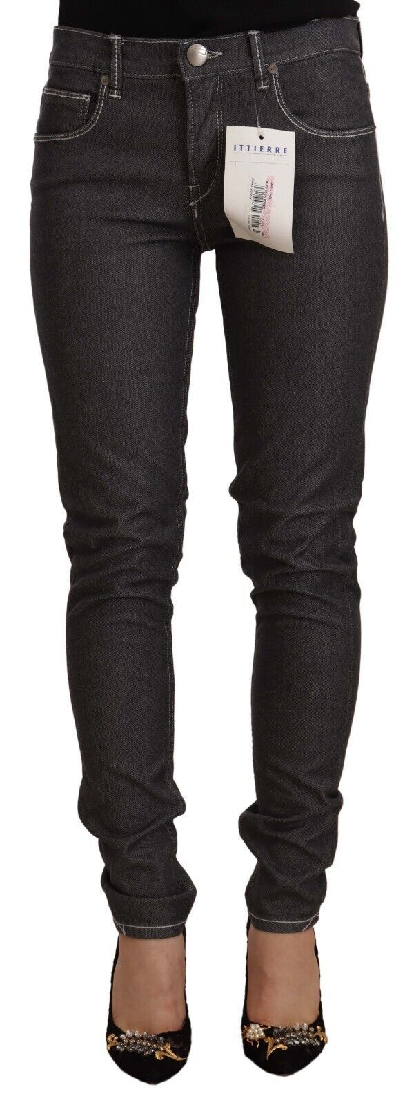 Acht Black Low Waist Skinny Denim Slim Fit Jeans Acht