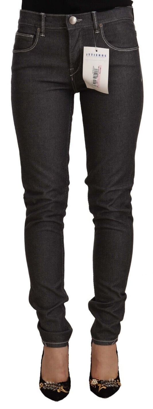 Acht Black Low Waist Skinny Denim Slim Fit Jeans Acht